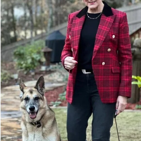 Banana Republic Red Plaid Captains Blazer Size 4 - Picture 12 of 12